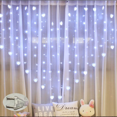 LED Heart Shape Curtain Lights 8 Modes Waterproof Twinkle String Lights Home Decor Lights Wedding Valentine Backdrop Wall