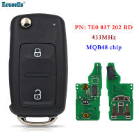 Oibwye Ecusells 7E0837202BD 2ปุ่มกุญแจรีโมท433MHz ชิป MQB48ขอสำหรับ Volkswagen VW Amarok Transporter T6 7E0 837 202 BD