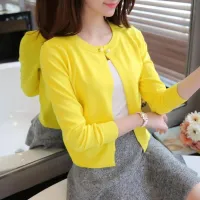 Cocopie เสื้อคลุมคอกลมแบบหลวมสำหรับผู้หญิงสไตล์แม่บ้านเกาหลีผู้หญิงแฟชั่นถักคาร์ดิแกนเสื้อครีมกันแดด
