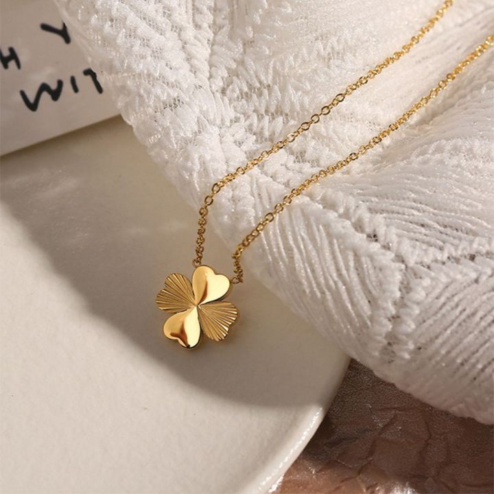 Four-Leaf Clover Clavicle Chain Titanium Steel Necklace Stainless