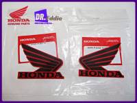 #สติ๊กเกอร์ HONDA (สีดำ-พื้นแดง)แท้ 75มม. // HONDA WING 75MM Sticker (GENUINE PARTS)