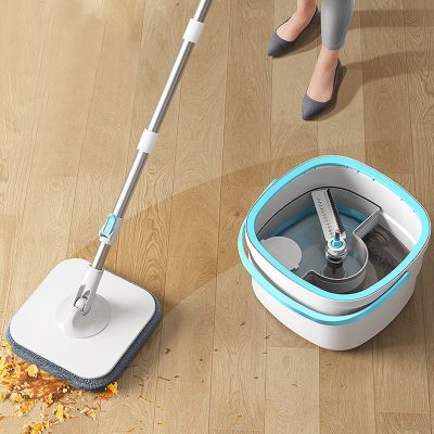 360 Spin Mop with Bucket Clear Water Separation Floor Cleaning Mops Set Lazy No Hand-Washing Squeeze Automatic Dewatering Broom