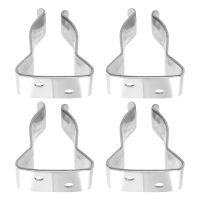 4 Pieces of Stainless Steel Boat Hook Small Spring Clamp Holder Boat Oar Holders Marine Spring Clip Silver Bracket Clip