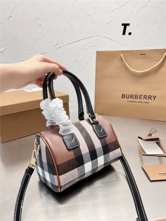 burbery New Plaid Hand-held Messenger Boston Bag Fashion Messenger Bag  Travel Business | Lazada