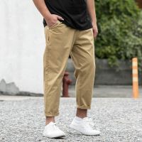 CODwuyan8340 Ankle Length Mens Plus Size Casual Pants Cotton Cropped Chinos