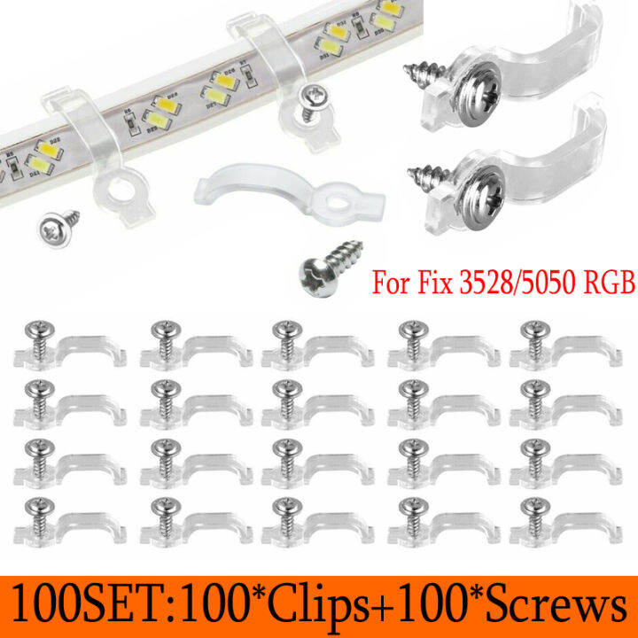 100PC LED Strip Mounting Bracket Plastic Fastener Clip Clamp For Fix