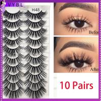 VYBL 10 Pairs ปราศจากความโหดร้าย ปุย wispy ธรรมชาติยาว หนาค่ะ ขนตาปลอม Crisscross 3D ขนมิงค์เทียม ต่อขนตา