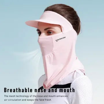 New Uv Protection Face Cover With Black Cap Visor, Ice Silk Sunscreen Mouth  Mask, Full Face Shield For Women, Light Grey