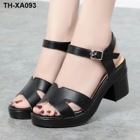 ?﹍㍿♟ thick-soled sandals womens summer new fish mouth waterproof platform thick heel large size medium shoes