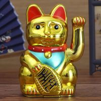 5 /6 H Chinese Feng Shui Beckoning Cat Wealth White Waving Fortune Lucky Cat Gold Silver Best Gift for Good Room Decors 5 Colors