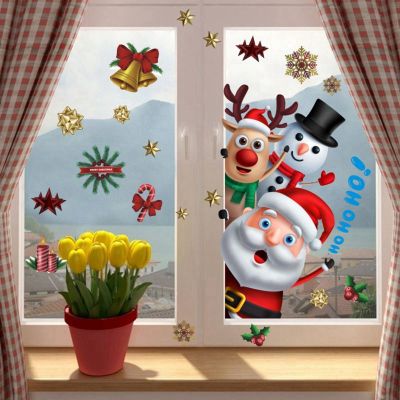 For Home Xmas Ornaments Wall Stickers Santa Claus Elk Gift Xmas Christmas Wall Stickers Window Refrigerator