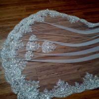 Bride bright shiny bead embroidered luxury veil 3 meters cathedral single veil with hair comb soft yarn wedding headwear accesso Hair Accessories