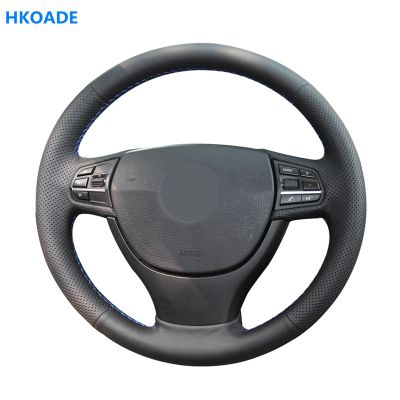 DIY HKOADE Hand-stitched Black High Soft Artificial Leather Steering Wheel Cover for BMW F10 525Li 523Li 2009 750Li 740Li 730Li