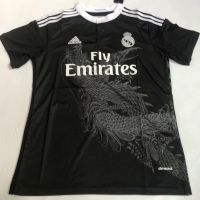 ~ เสื้อกีฬาแขนสั้น ลายทีมชาติฟุตบอล Real Madrid 14-15 AAA สีดํา สไตล์เรโทร ไซซ์ S-XXL