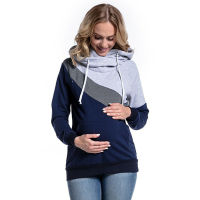 Maternity Sweatshirt ผู้หญิงพยาบาลคลอดบุตรแขนยาว Hooded ให้นมบุตร Hoodie หญิงตั้งครรภ์แขนยาว Hooded เสื้อกันหนาว