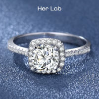 Her Lab Jewelry | แหวน925เงินสเตอร์ลิงเพชรโมอีสแท้พร้อมรายงานกราโดวาไข่ปรับได้1-2กะรัตเพชรทรงสี่เหลี่ยมแหวนเครื่องประดับการตั้งค่าสีเงิน925 100% ดั้งเดิมผ่านตัวเลือกเพชรแหวนแต่งงานเงินสเตอร์ลิงแหวนหมั้นแบบคลาสสิก