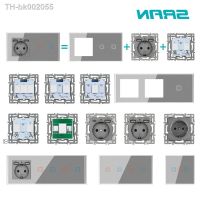 ♨ SRAN Grey DIY Parts Only Wall Switch 1/2/3Gang 1/2Way Wifi Sensor Switch Parts Glass Panel Frames EU FR Usb Type c module