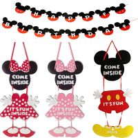 Disney Mickey Minnie Mouse Happy Birthday party decor Mickey Minnie Party Felt Cloth Decoration Articles Party Cake Supplies Banners Streamers Confett