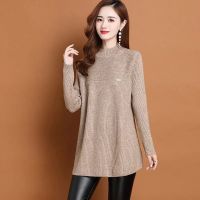 Women Warm Sweater Pullover Shirt For Spring Autumn 2023 New Casual O-neck Patchwork Knitting Korean Slim Bottom Top Oversize