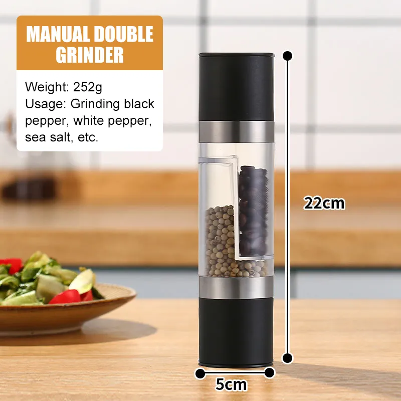 2 in 1 Salt and Pepper Grinder, Adjustable Ceramic Rotor