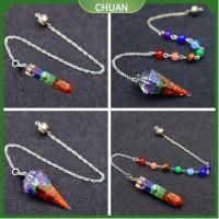 CHUAN 7 Chakra orgonite จี้ลูกตุ้มเรกิ เครื่องประดับแฟชั่นเครื่องประดับ ของขวัญสำหรับเด็ก คริสตัลรักษารักษา การออกแบบใหม่ โซ่ห่วงโซ่ หินธรรมชาติหิน