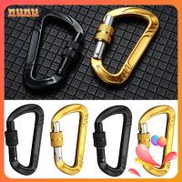 NUNU 12KN 7075 เครื่องมือกลางแจ้ง รูปร่าง D ล็อคความปลอดภัย Carabiner ปีนเขา ล็อค quickdraws หัวเข็มขัดปีนเขามืออาชีพ