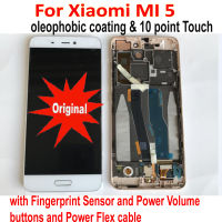 เซ็นเซอร์ Kaca Terbaik Asal สำหรับ Mi5 Xiaomi Mi 5จอ LCD หน้าจอสัมผัสชุดดิจิไทเซอร์ Skrin กรอบโทรศัพท์มือถือ