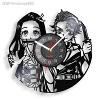 Lmcbmz490นักสังหารปีศาจ Kimetsu No Yaiba นาฬิกาแขวนแผ่นเสียงสำหรับห้องนอนนาฬิกาอะนิเมะการตกแต่งบ้านมังงะญี่ปุ่นของขวัญคู่รัก