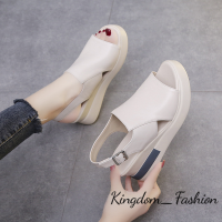 Kingdom_Fashion ร้องเท้าผูหญิง รองเท้าแตะลิ่ม รองเท้าแตะเสริมส้นผู้หญิง รองเท้ารัดส้น สะดวกสบาย อ่อนนุ่ม ความหนาพื้นรองเท้า 2023 ใหม่ B26G05F 42Z231019