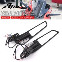 Motorcycle Rearview Modified Adjustable Wind Wing Rear View Mirror With LED Turn Signal Lights For Yamaha YZF R15 R6 R3 R1 R1M