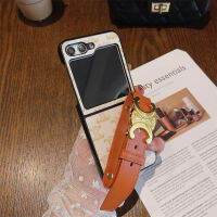 เคสโทรศัพท์ Samsung Galaxy Z Flip5 Galaxy Z Z Flip 5พับได้หรูหราหัวเข็มขัดโลหะแบรนด์ใหญ่ฝาครอบหนังความคิดสร้างสรรค์ส่วนบุคคลโทรศัพท์