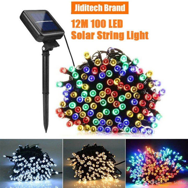 Jiditech 12M 100 LED Christmas Lights Solar String Light Waterproof LED