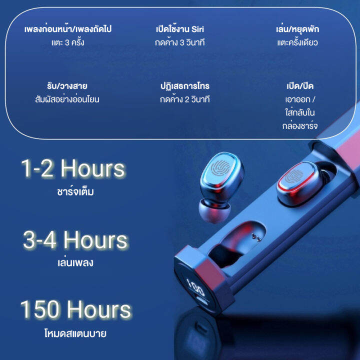 หูฟังบลูทูธ-tws-5-0-พร้อมจอแสดงผล-led-ระบบควบคุมแบบสัมผัสดั้งเดิม-hd-stereo-หูฟังไร้สายกันน้ำ-หูฟังบลูทูธไร้สาย