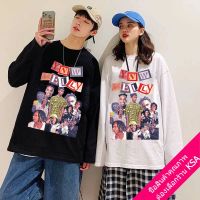 COD  ☜เสื้อยืดคอกลมแขนยาวผู้ชายไซส์ใหญ่เทา oversize เสื้อโอเวอร์ไซส์เกาหลี พิมพ์ลายสไตล์ฮ่องกงทรงหลวมสําหรับ เสื้อคู่รักวินเทจ♟