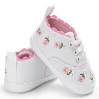 New Baby Princess Shoes Girls Crib Shoes Flower Embroidery Soft Sole Canvas Shoes Prewalker SneakersTH