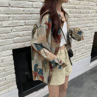 Korean Fashion Loose Blouse Retro Long Sleeve Shirt for Women