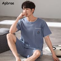 Young Men Soft Cotton Pajamas Set Short Sleeve Shorts Plus Size 4XL Nightwear Leisure Round Collar Sleepwear Cool Man Pijamas