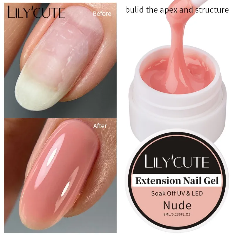 LILYCUTE 1Box Nail Extension Gel Pink White Clear For