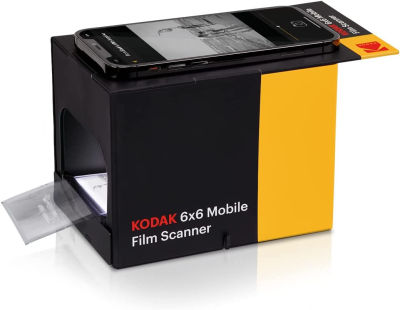 KODAK 6x6 Mobile Film Scanner, Convert and Save 6x6 Slides &amp; Negatives [120 &amp; 220 Film Formats] to Your Smartphone | Eco-Friendly Cardboard Scanner Box, LED Light Panel &amp; Gloves