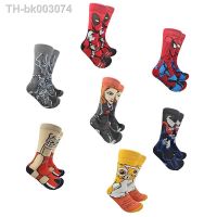 ♕ Disney socks Marvel Avengers anime figure Spiderman Black widow Venom Deadpool tube socks Cartoon casual cosplay anime socks