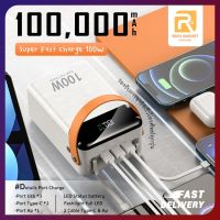 พาวเวอร์แบงค์ ชาร์จเร็ว100W powerbank สายชาร์จในตัว Fast Charge 3.0 ไฟLED แบตสำรอง เพาเวอร์แบงค์แท้