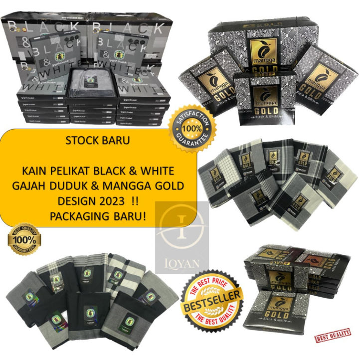 Kain Pelikat Dewasa Gajah Duduk / Mangga Gold Black & White Limited ...