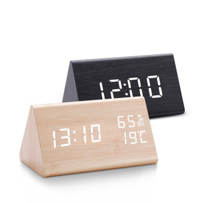 นาฬิกาดิจิตอล LED นาฬิกาปลุกไม้ตารางควบคุมเสียงนาฬิกาอิเล็กทรอนิกส์สก์ท็อป Usb/aaa ขับเคลื่อนนาฬิกาปลุกตกแต่งโต๊ะในบ้าน