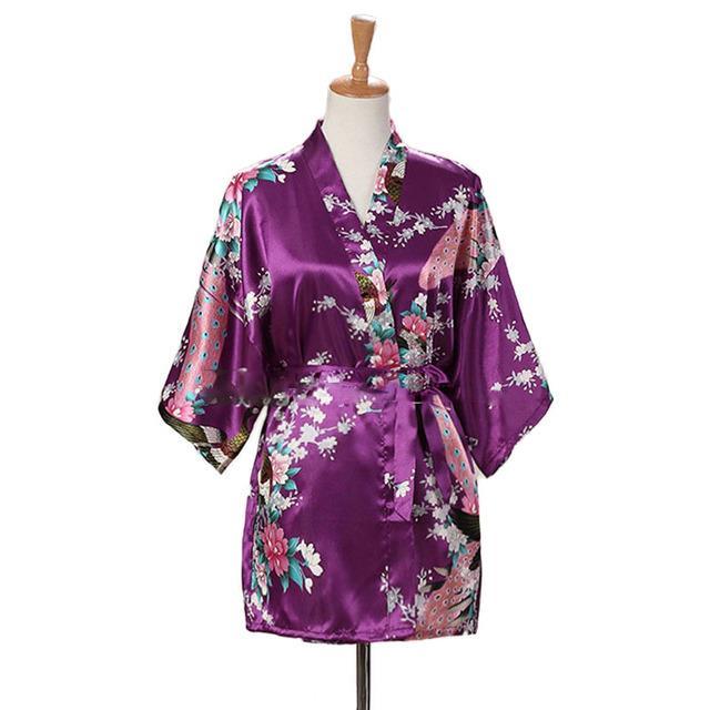 lace-up-woman-peacock-print-japanese-kimono-yukata-silk-satin-short-style-sleepwear-home-nightgown-bath-robe-costume