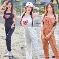 MM17508 Jumpsuit จั้มสูทสายลูกไม้ปลายขาจั้ม อกแต่งหัวใจ