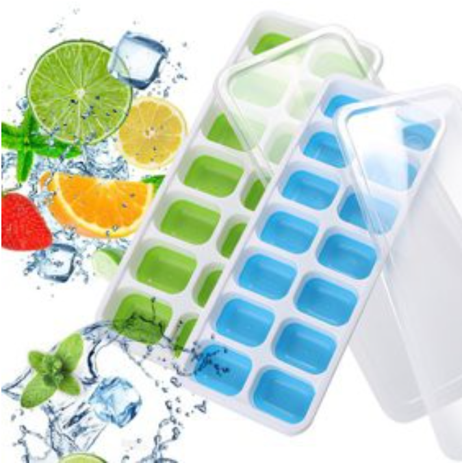 Covered Ice Tray – Kitchen Discovery – Ice Cube Tray with Lid for No Spill  Filling and Odor Free Storage