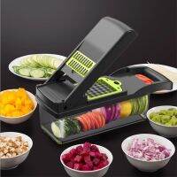 Mandoline 12 In1อุปกรณ์ครัวเครื่องตัดผัก Peeler Chopper Slicer ผลไม้มันฝรั่งแครอทขูดพร้อมตะกร้าระบายน้ำ Gadget