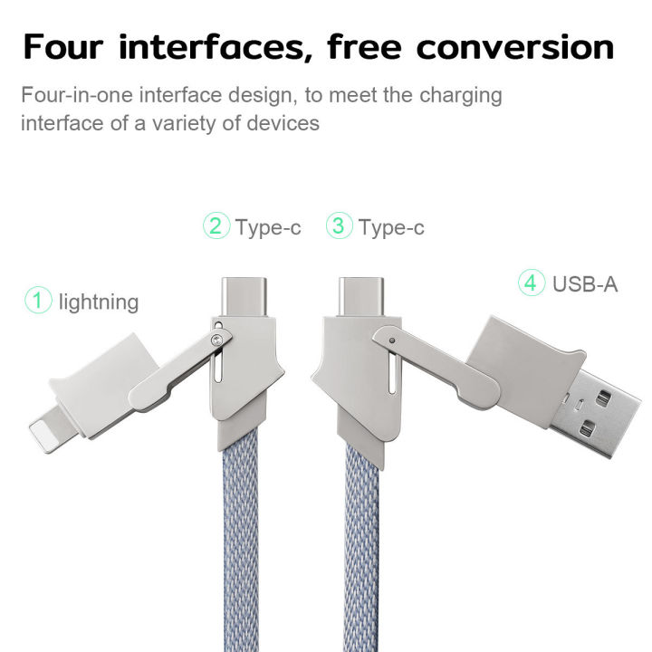 4-in1portable-อะแดปเตอร์60วัตต์-usb-เพื่อพิมพ์-c-usbc-แปลงสายซิงค์ข้อมูลสำหรับ-light-ning-pro-typec-แปลง