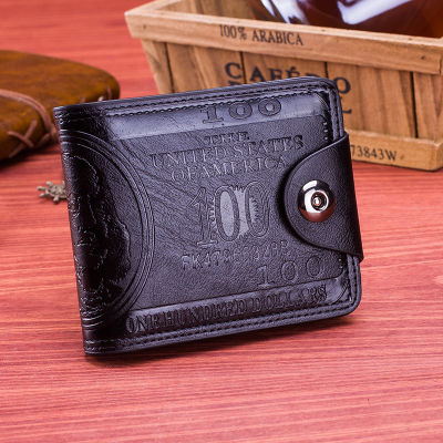 ShenWin Store กระเป๋าสตางค์สำหรับผู้ชาย,กระเป๋าสตางค์ผู้ชายแบบสั้นกระเป๋าเงินมีช่องเสียบบัตรสวยงามกระเป๋าเงินผู้ชายหัวเข็มขัดแบบพับสองทบ