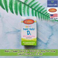 วิตามินดี 3 ชนิดน้ำ สำหรับเด็กทารกถึง 12 ปี  Babys Super Daily D3 400IU (10 mcg) Per Drop Liquid Vitamin D 10.3ml - Carlson